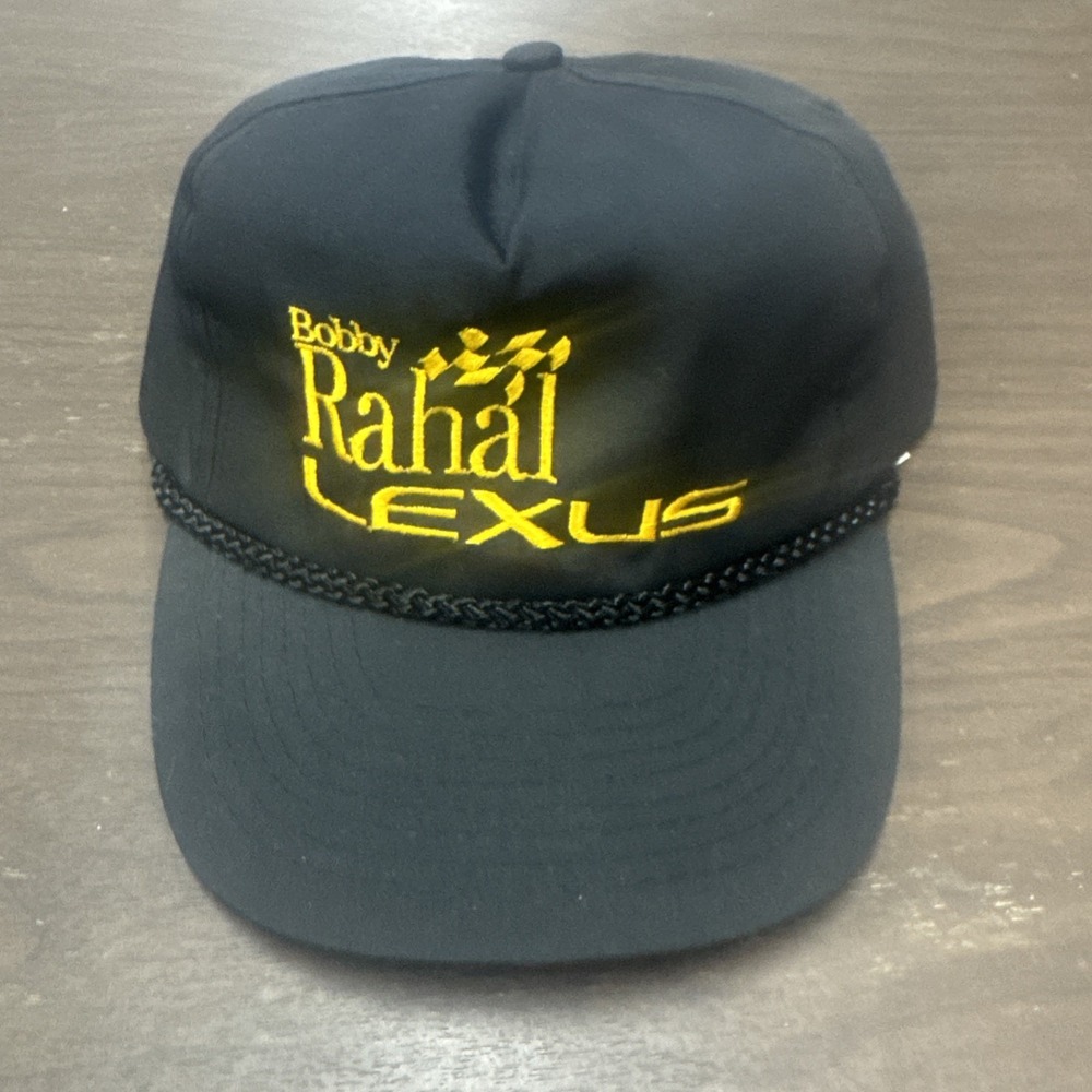 Vintage Bobby Rahal Lexus Hat Cap Strap Back Black Rope Auto Racing Promotional